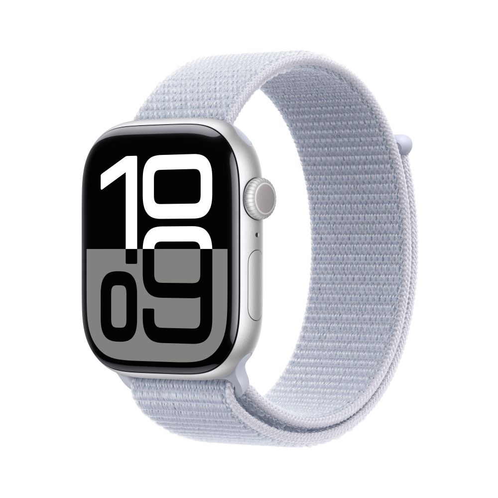 Apple Watch S10 GPS 46mm Silver Alu Case with Blue Cloud Sport Loop