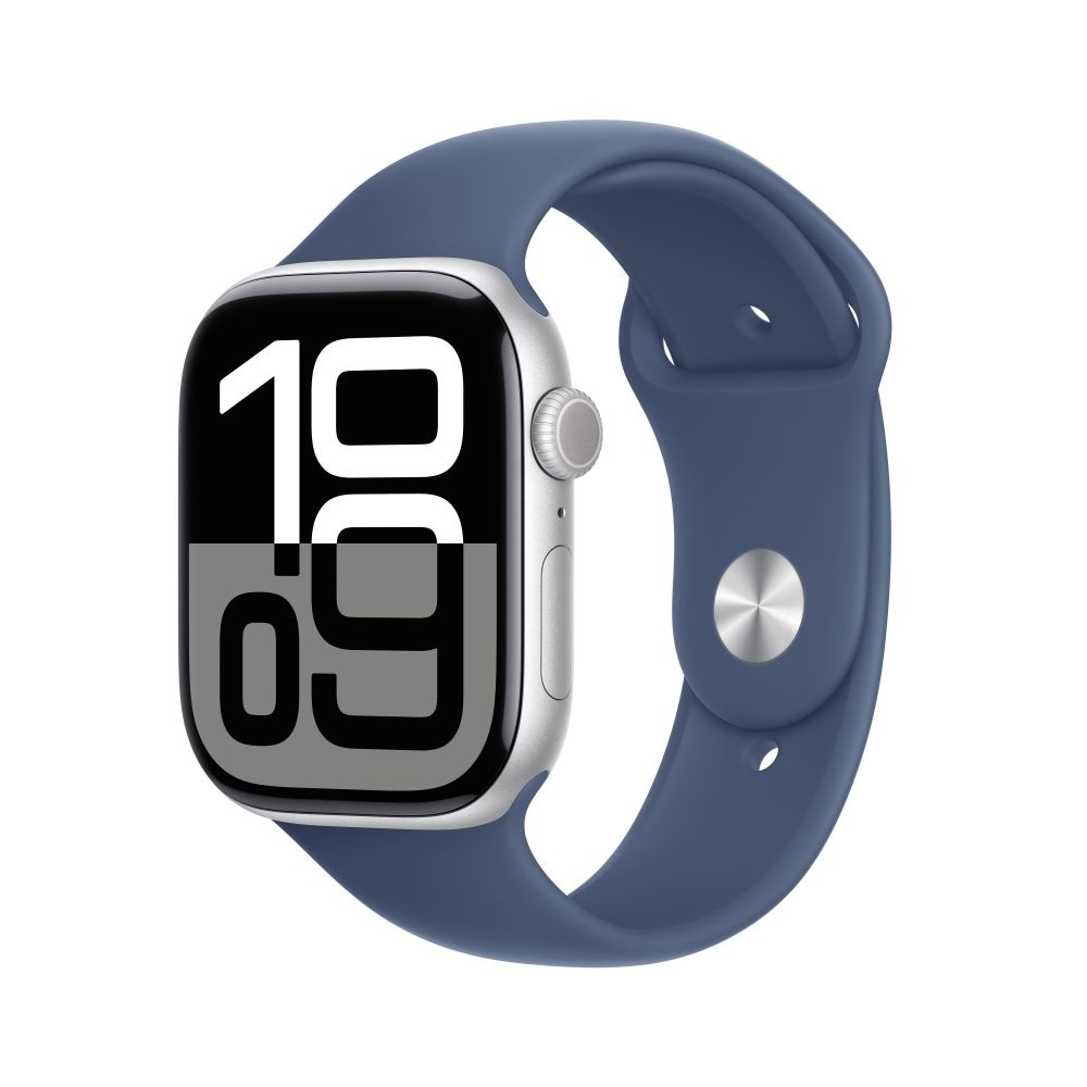 Apple Watch S10 GPS 46mm Silver Alu Case with Denim Sport Band S/M
